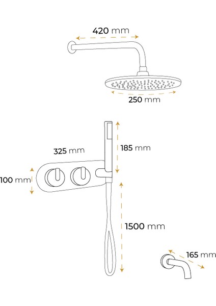 Victoria Rose Gold 3 Yönlü Ankastre Duş Sistemi fiyatları