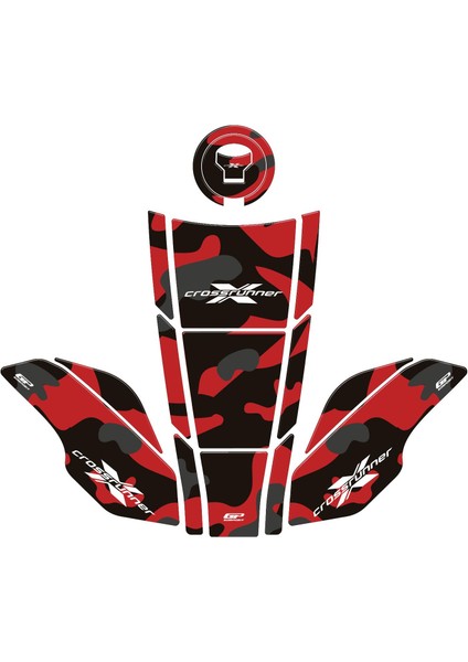 Honda VFR800X Crossrunner 2015-2020 Uyumlu Tank Pad Seti Kırmızı