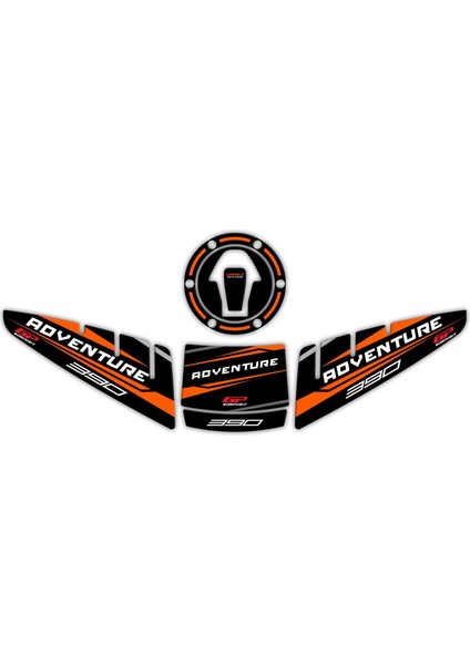KTM 390 Adventure 2020-2024 Uyumlu Tank Pad Seti Siyah-Turuncu