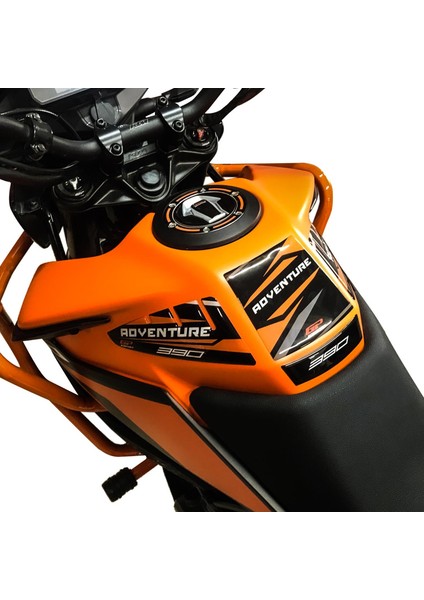 KTM 390 Adventure 2020-2024 Uyumlu Tank Pad Seti Siyah-Turuncu
