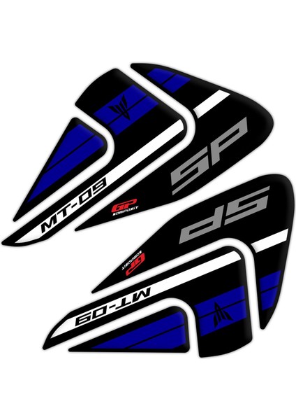 Yamaha MT-09 SP 2021-2023 Uyumlu Tank Pad Seti Siyah-Mavi modelleri