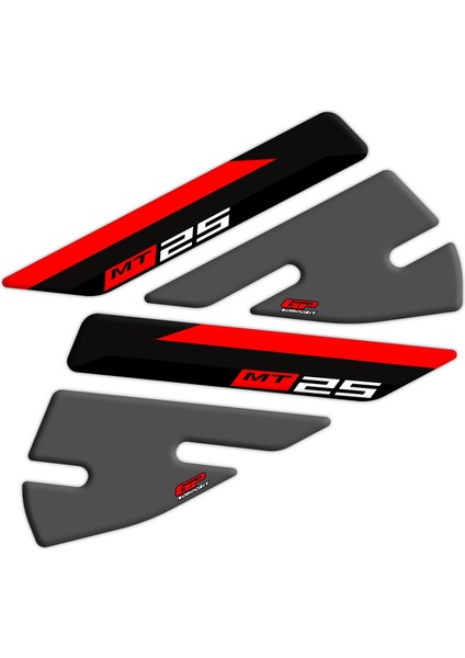 Yamaha MT-25 2015-2019 Uyumlu Tank Pad Seti Siyah-Kırmızı modelleri