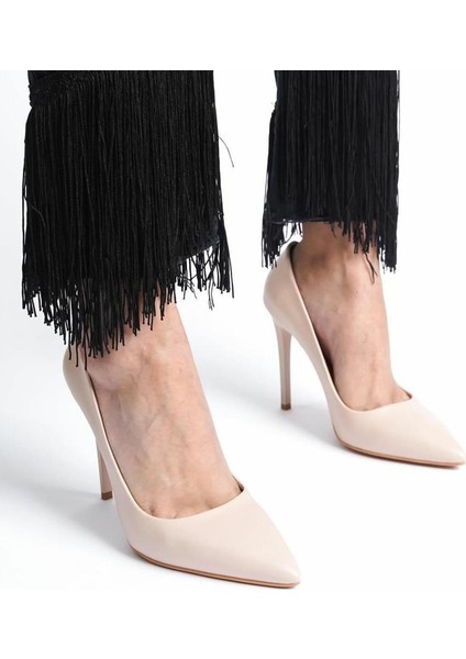 N4292-10CM Kadın Hakiki Deri Klasik Stiletto Ayakkabı