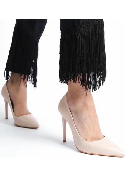 N4292-10CM Kadın Hakiki Deri Klasik Stiletto Ayakkabı