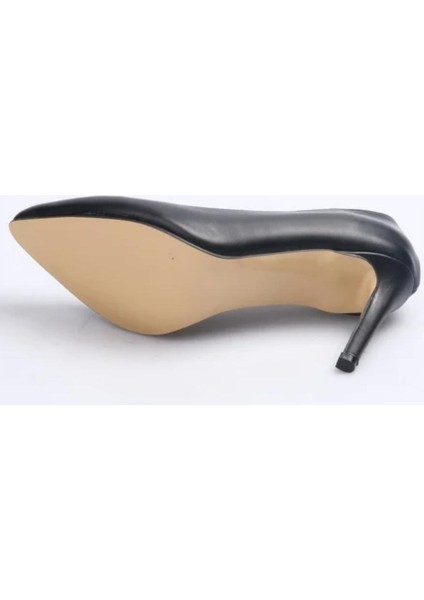 N4292-10CM Kadın Hakiki Deri Kasik Stiletto Ayakkabı