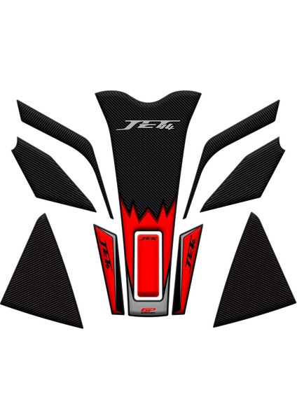 SYM Jet 14 2017-2024 Uyumlu Tank Pad Seti Kırmızı