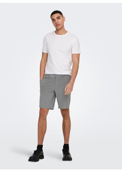 Chino Şort, Xl, Gri Melanj