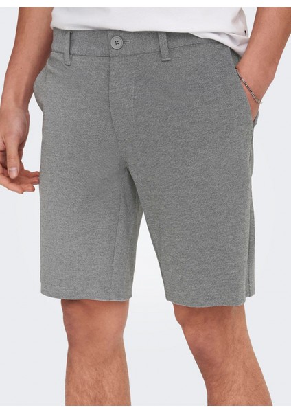 Chino Şort, Xl, Gri Melanj