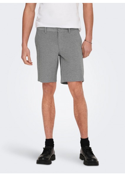 Chino Şort, Xl, Gri Melanj