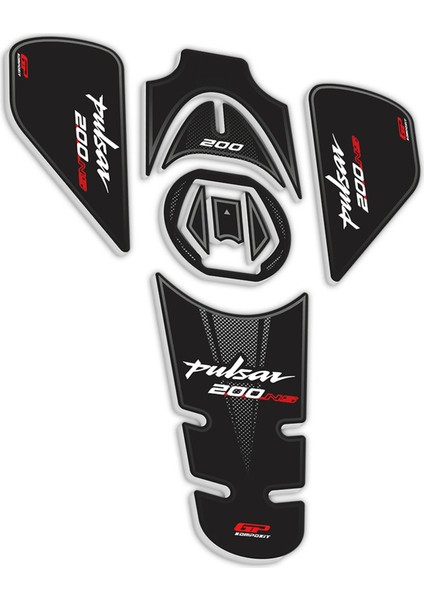 Bajaj Pulsar NS 200 2011-2024 Uyumlu Tank Pad Seti Siyah-Kırmızı fiyatları