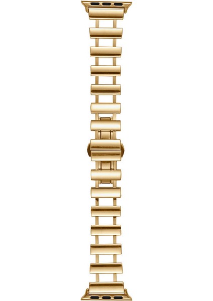 Apple Watch Se 2 2022 40MM Kordon Metal Yandan Çıtçıtlı Boşluklu Tasarım KRD96 Gold