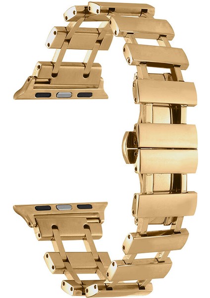 Apple Watch Se 2 2022 40MM Kordon Metal Yandan Çıtçıtlı Boşluklu Tasarım KRD96 Gold fiyatları