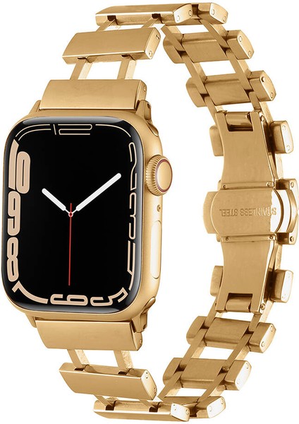 Apple Watch Se 2 2022 40MM Kordon Metal Yandan Çıtçıtlı Boşluklu Tasarım KRD96 Gold modelleri