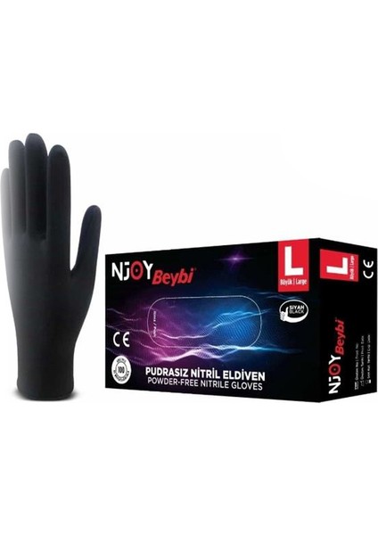 Muayene Eldiveni Nitril Siyah Pudrasız (100 Adet)