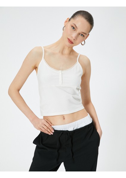 Düğmeli Askılı Atlet Slim Fit Pamuklu