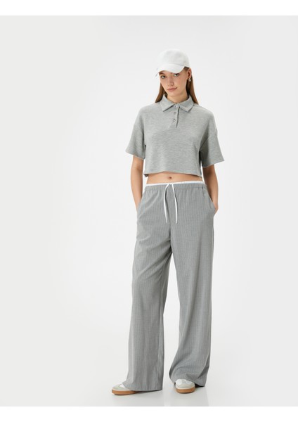 Polo Yaka Tişört Crop Kısa Kollu Düğmeli Viskon Karışımlı fiyatları