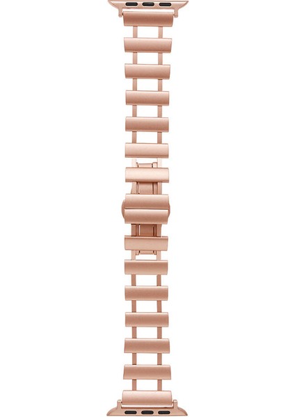Apple Watch Se 2 2022 40MM Kordon Metal Yandan Çıtçıtlı Boşluklu Tasarım KRD96 Rose Gold
