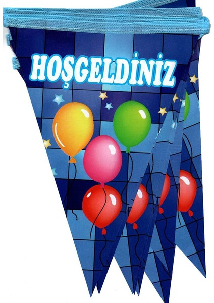Hoşgeldiniz Üçgen Flama Bayrak Süs - Mavi fiyatları
