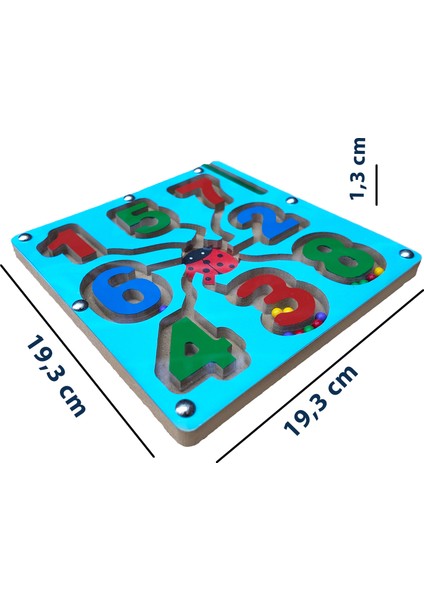 Eğitici Ahşap Oyuncak | Manyetikli Labirent Numaralı Renk Bulma Boncuk Dizme Sayı Oyunları