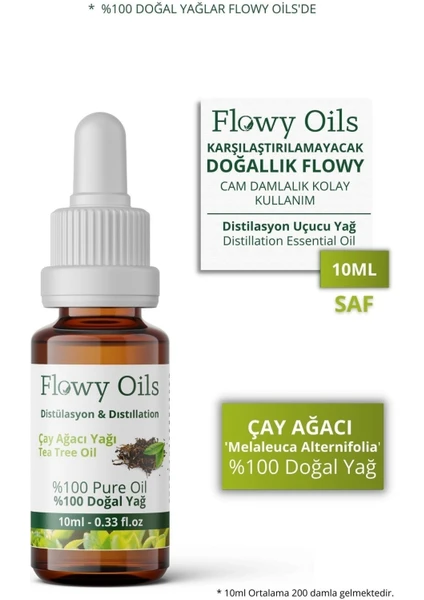 Flowy Oils Çay Ağacı Yağı %100 Doğal Bitkisel Uçucu Yağ Tea Tree Oil 10 ml