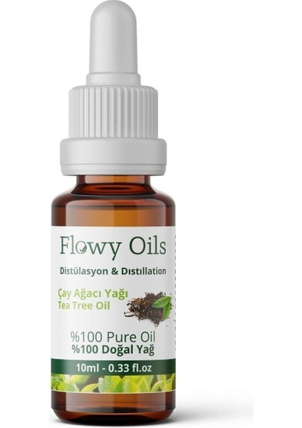 Flowy Oils Çay Ağacı Yağı %100 Doğal Bitkisel Uçucu Yağ Tea Tree Oil 10 ml