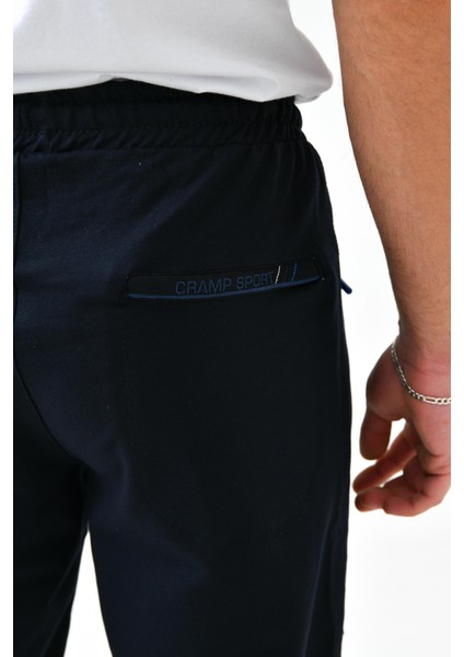 Erkek Cep Nakışlı Fermuarlı Lacivert Düz Paça Eşofman Alt indirimleri