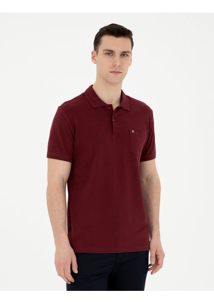 Pierre Cardin Erkek Bordo Regular Fit Basic Tişört 50291576-VR014