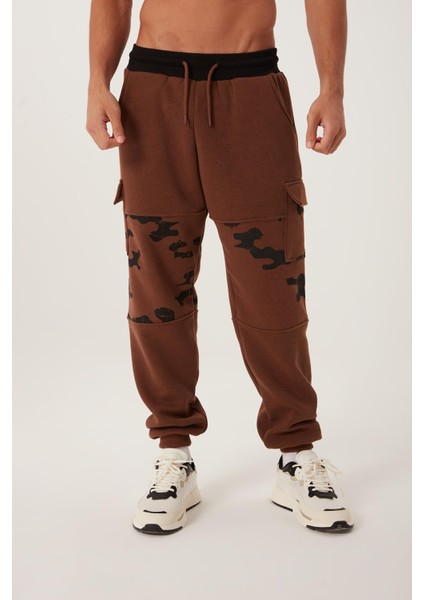 Erkek Kamuflaj Jogger Eşofman Altı Kahverengi