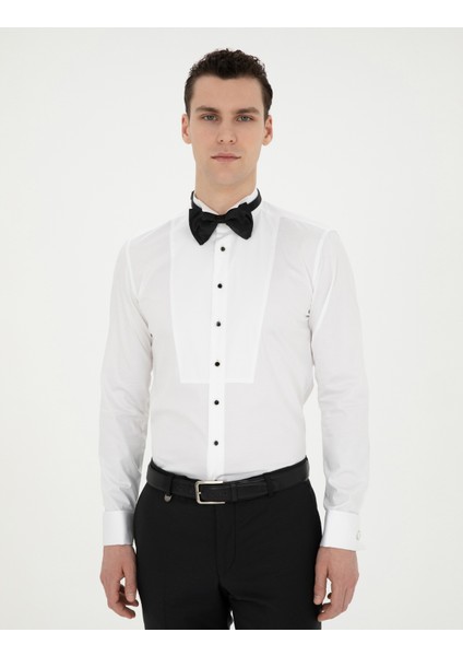 Erkek Beyaz Ex. Slim Fit Smokin Gömlek 50287773-VR013