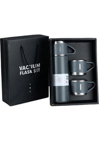 Flask Set Üç Bardaklı Termos Seti