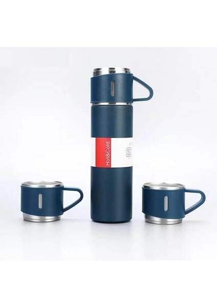 Flask Set Üç Bardaklı Termos Seti