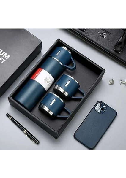 Flask Set Üç Bardaklı Termos Seti