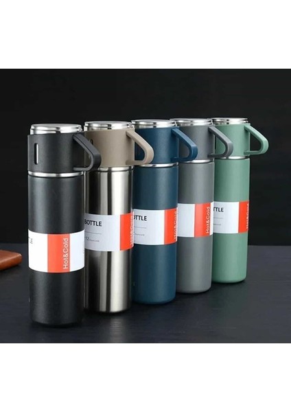 Flask Set Üç Bardaklı Termos Seti