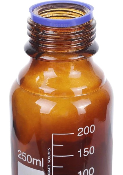 Amber Cam Şişe 250 mL - Vida Kapaklı Boş Numune Şişesi - Otoklav Şişe