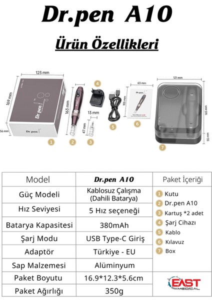 Dr Pen Ultima A10 Kablosuz Dermapen-Kalıcı Makyaj-Bbglow-Fondöten-Dermaroller-Cilt Bakım