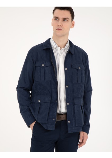 Erkek Lacivert Deri Ceket 50291006-200