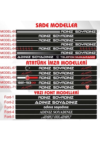 Kişiye Özel Isimli Motor Plakalık 1 Adet Plakalık