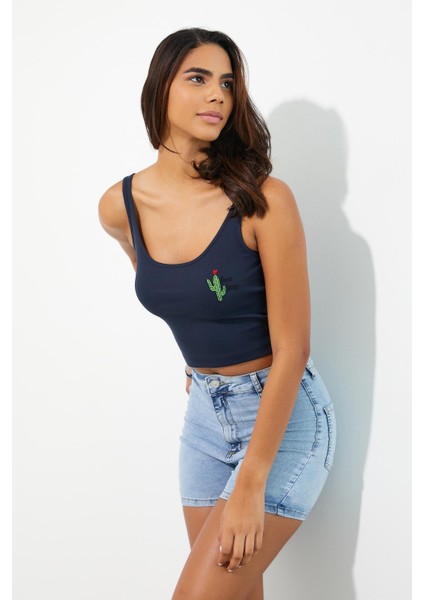 Kadın Nakışlı Atlet Lacivert fiyatları