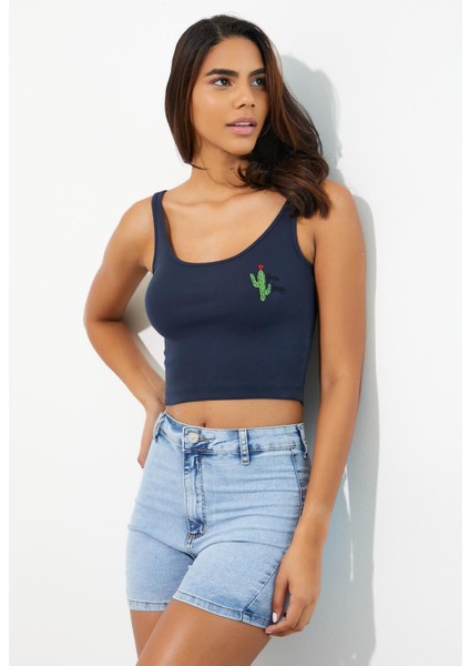 Kadın Nakışlı Atlet Lacivert modelleri