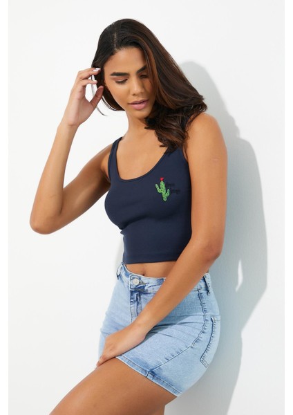 Kadın Nakışlı Atlet Lacivert fırsatları