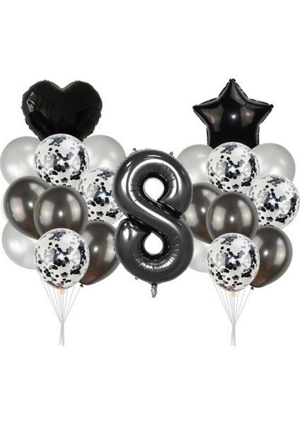 8 Yaş Siyah Balon Seti
