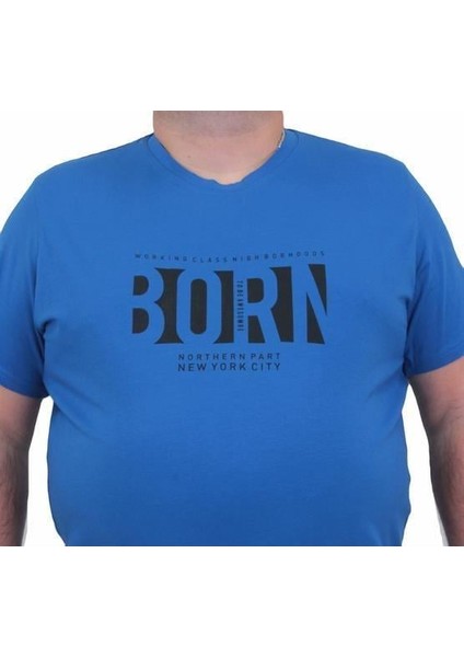 Erkek Büyük Beden Sıfır Yaka Tişört Born 24143 Saks fiyatları