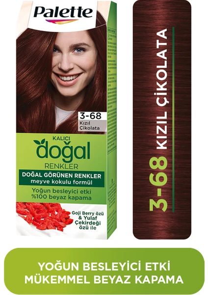 Kalıcı Doğal Renkler 3-68 Kızıl Çikolata Saç Boyası Goji Berry Özü & Yulaf Çekirdeği Özü ile