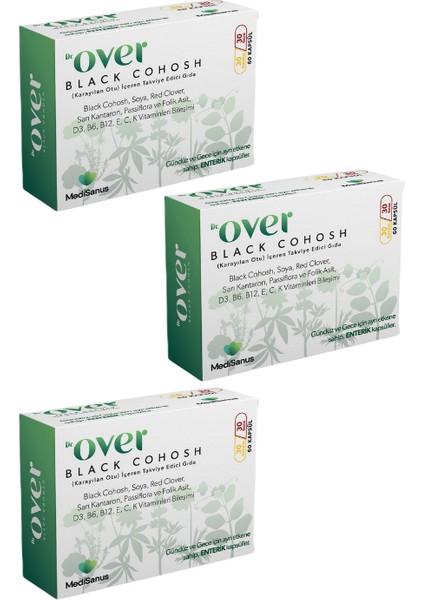 3'lü Black Cohosh Takviye Edici Gıda 30 Gece - 30 Gündüz 60 Kapsül modelleri