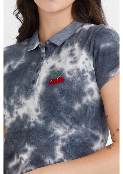 Polo State Kadın Batik Yıkamalı T-Shirt  Siyah