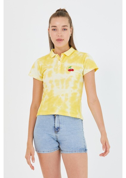 Kadın Batik Yıkamalı T-Shirt Sarı fiyatları