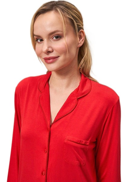Kadın Kırmızı Pijama Takımı 25167 modelleri