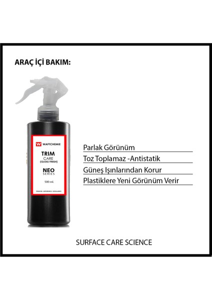 Trim Care Gloss - Araç Içi Plastik Bakım ve Parlatıcı- Parlak 500ML.SPREY