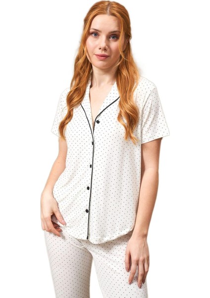 Kadın Beyaz Pijama Takımı 25118