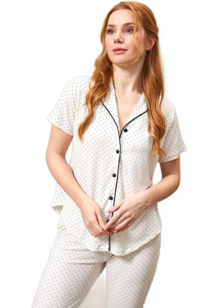 Kadın Beyaz Pijama Takımı 25118